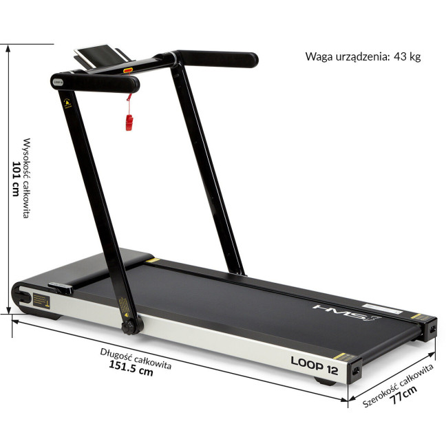 Electric treadmill HMS LOOP12 1864W 12km/h Black
