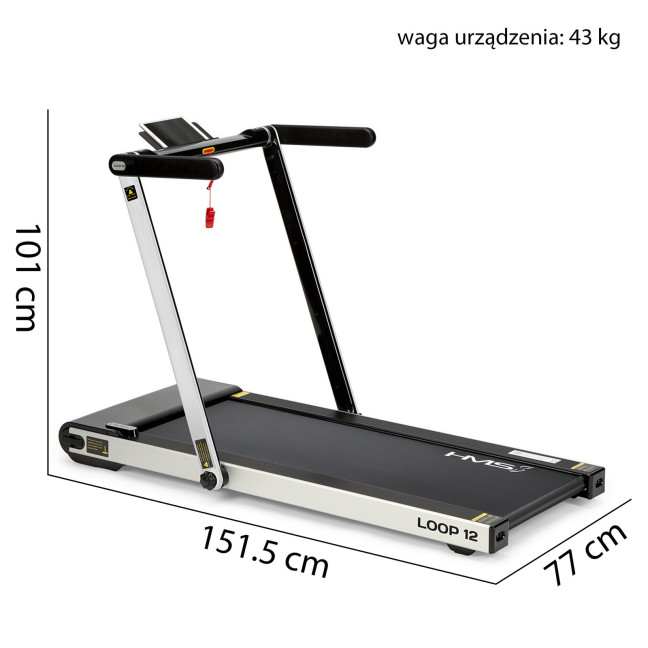 Electric treadmill HMS LOOP12 1864W 12km/h Gray