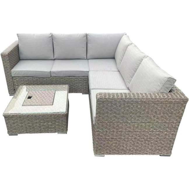 Brown Rattan L-Shaped Garden Set with Ice Bucket Table - UK and EU stock