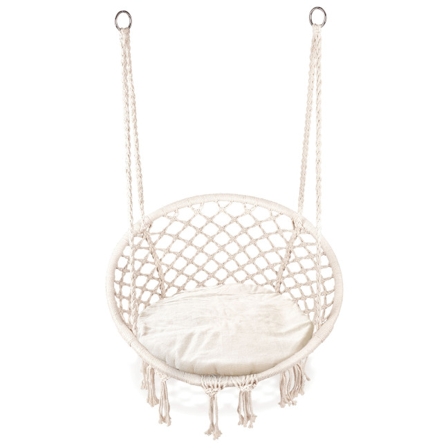 Boho Velvet Hanging Garden Armchair with Cushion | Comfortable garden armchair, modern style, for patio and balcony