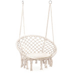 Boho Velvet Hanging Garden Armchair with Cushion | Comfortable garden armchair, modern style, for patio and balcony