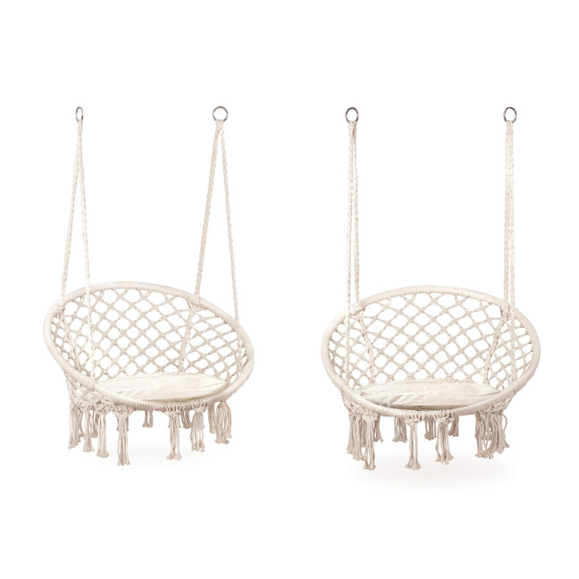 Boho Velvet Hanging Garden Armchair with Cushion | Comfortable garden armchair, modern style, for patio and balcony