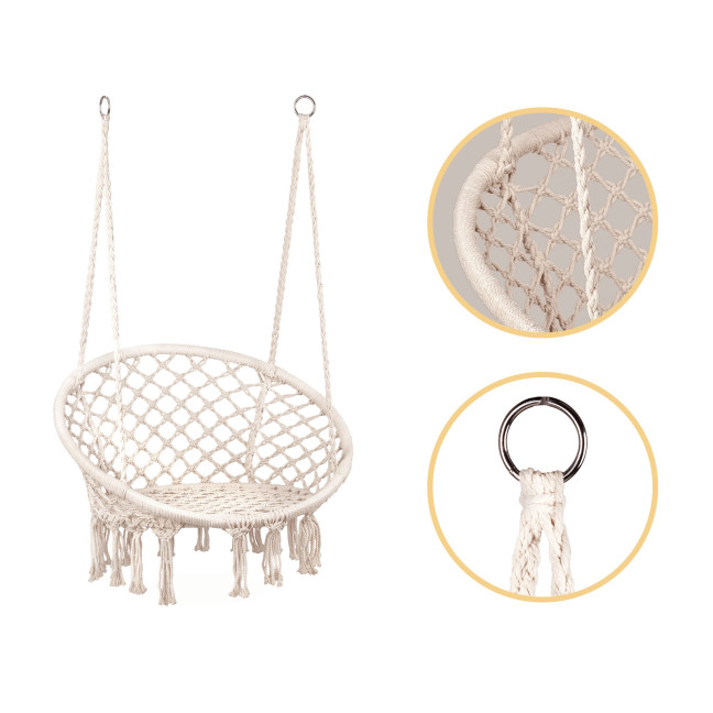 Boho Velvet Hanging Garden Armchair with Cushion | Comfortable garden armchair, modern style, for patio and balcony