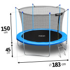 Garden trampoline 6ft/183cm with indoor net and ladder