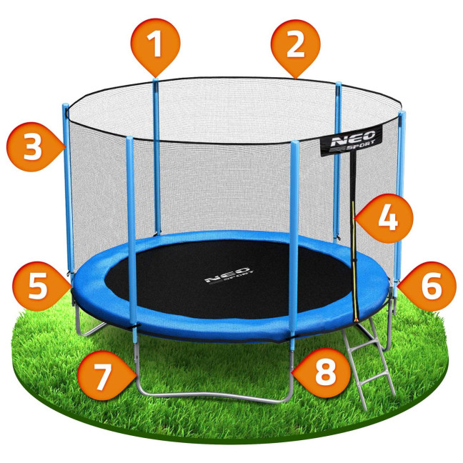 Garden trampoline 6ft/183cm with external net and Neo-Sport ladder