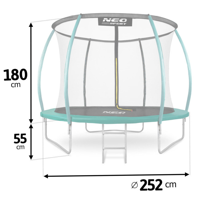 Garden trampoline 8ft/252cm with net, profiled posts and ladder Neo-Sport