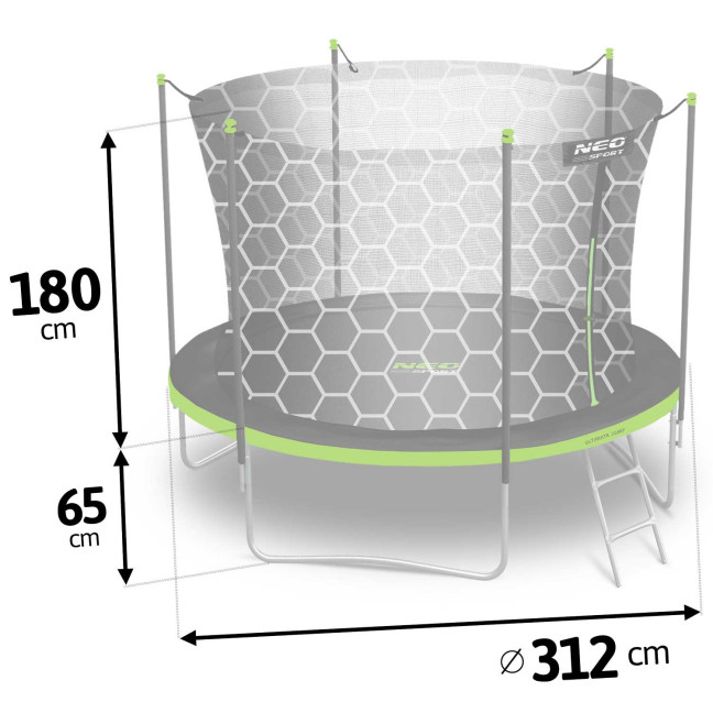 Garden trampoline 10ft/312cm with internal net and ladder Neo-Sport