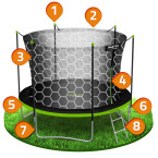 Garden trampoline 8ft/252cm with internal net and Neo-Sport ladder