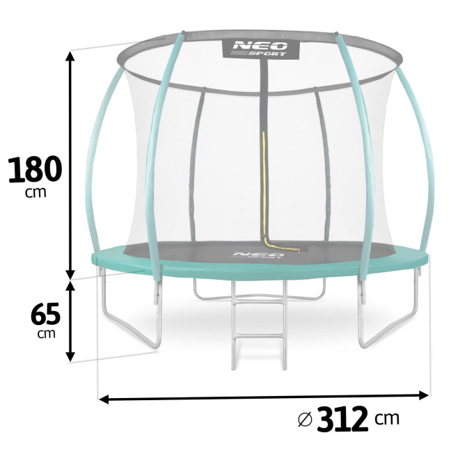 Garden trampoline 10ft/312cm with net, profiled posts and ladder