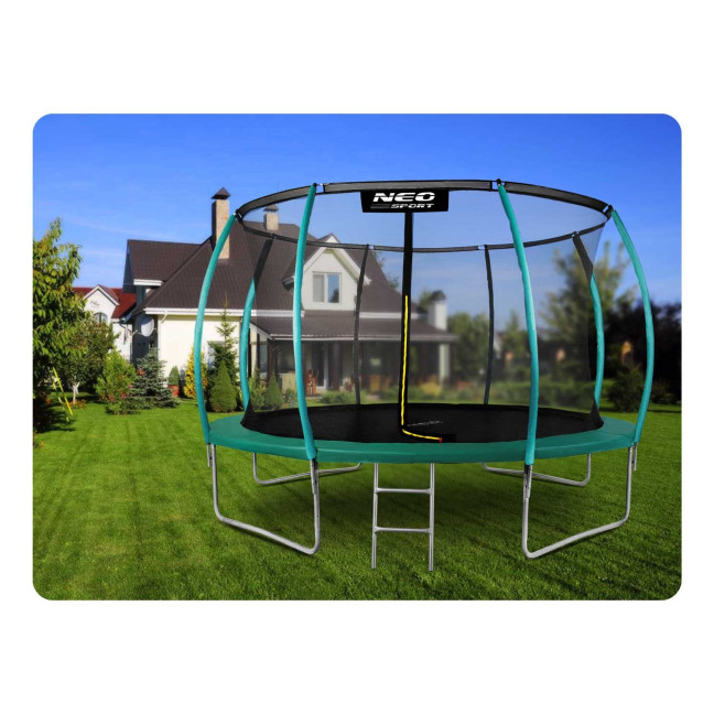 Garden trampoline 12ft/374cm with net, profiled posts and ladder Neo-Sport