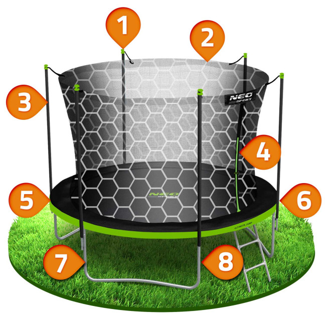 Garden trampoline 10ft/312cm with internal net and ladder Neo-Sport