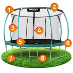 Garden trampoline 14ft/435cm with net, profiled posts and ladder Neo-Sport