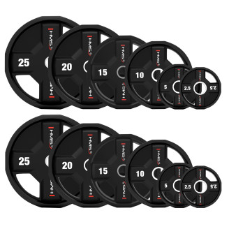 TPC SET SET OF OLYMPIC POLYURETHANE PLATES 2 x 2.5 - 25 KG CPU (155 KG) HMS