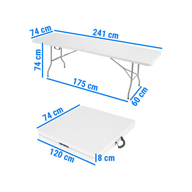 Folding catering table, length 240 cm - white