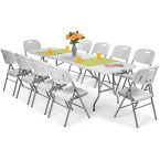 Folding catering table, length 240 cm - white