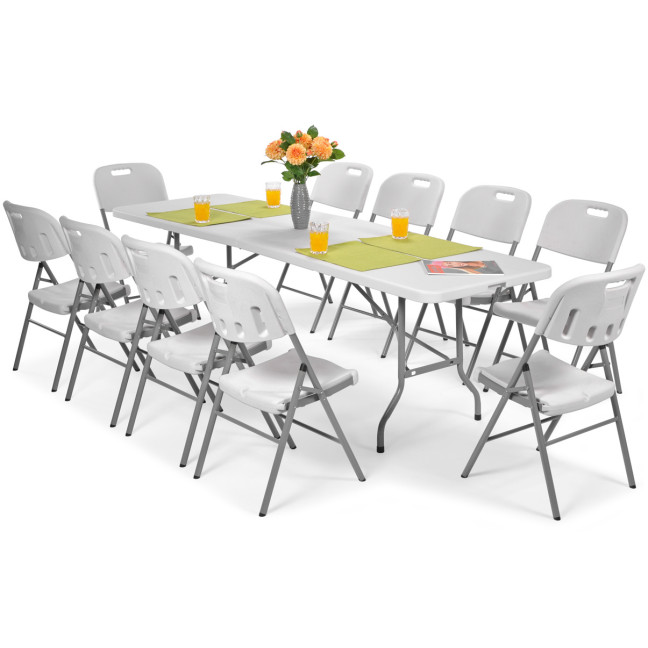 Folding catering table, length 240 cm - white