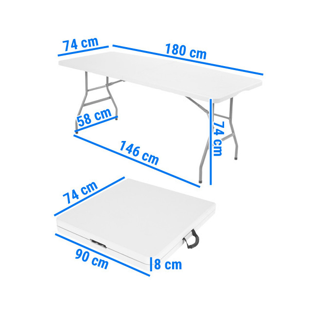 Folding catering table, length 240 cm - white