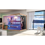 Dry sauna with HARVIA 3 kW stove + Shower cabin with hydromassage and steam function | Natural Wood | Ready to Assemble