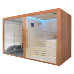 MUE-1816 Dry sauna with 6 kW heater + steam | Panoramic Glass | Ready to Assemble