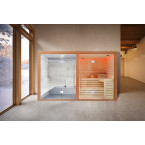 MUE-1816 Dry sauna with 6 kW heater + steam | Panoramic Glass | Ready to Assemble