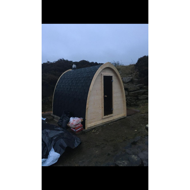 Pod 300 Outdoor Sauna / Harvia Electric or Wood-Burning Stove / High-Quality Scandinavian Spruce (Thermowood)