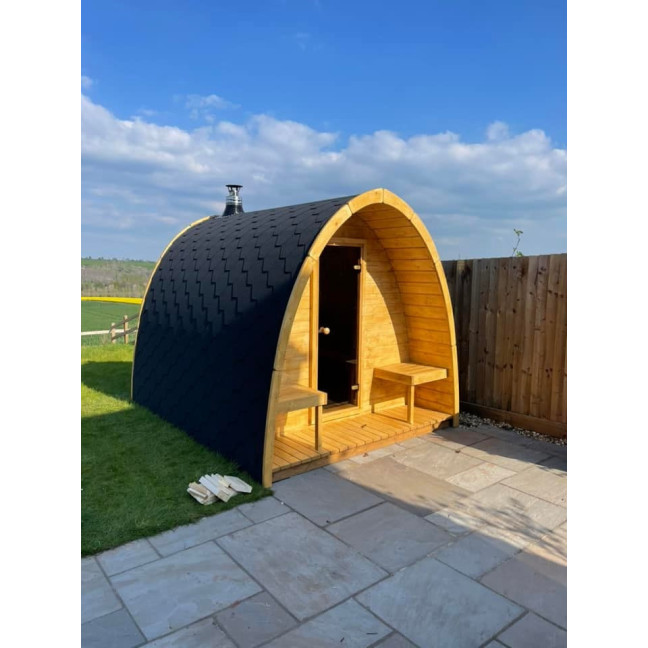 Pod 300 Outdoor Sauna / Harvia Electric or Wood-Burning Stove / High-Quality Scandinavian Spruce (Thermowood)