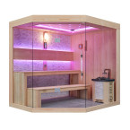 MUE-1251 Dry sauna with HARVIA 6kW heater | Thermo Wood | Panoramic Glass