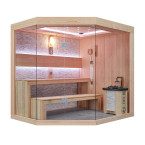 MUE-1251 Dry sauna with HARVIA 6kW heater | Thermo Wood | Panoramic Glass