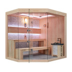MUE-1251 Dry sauna with HARVIA 6kW heater | Thermo Wood | Panoramic Glass