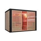 MUE-1401 Dry sauna with HARVIA 12 kW heater | Panoramic Glass | Ready to Assemble