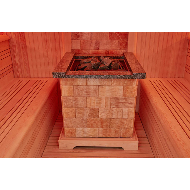 MUE-1401 Dry sauna with HARVIA 12 kW heater | Panoramic Glass | Ready to Assemble