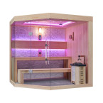 MUE-1251 Dry sauna with HARVIA 6kW heater | Thermo Wood | Panoramic Glass