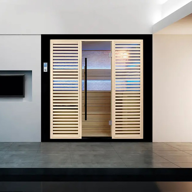 MUE-1402 Dry sauna with HARVIA 6kW heater | Panoramic Glass | Luxury Relaxation