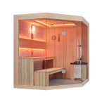 MUE-1251 Dry sauna with HARVIA 6kW heater | Thermo Wood | Panoramic Glass
