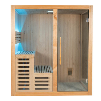 MO-A1816H Dry sauna with HARVIA 6kW heater | Thermo Wood | Panoramic Glass