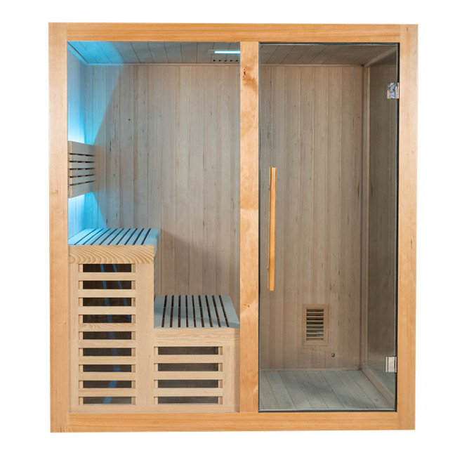 MO-A1816H Dry sauna with HARVIA 6kW heater | Thermo Wood | Panoramic Glass