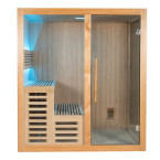 MO-A1816H Dry sauna with HARVIA 6kW heater | Thermo Wood | Panoramic Glass