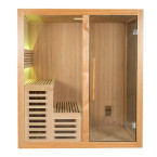 MO-A1816H Dry sauna with HARVIA 6kW heater | Thermo Wood | Panoramic Glass