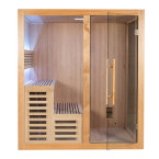 MO-A1816H Dry sauna with HARVIA 6kW heater | Thermo Wood | Panoramic Glass