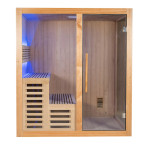 MO-A1816H Dry sauna with HARVIA 6kW heater | Thermo Wood | Panoramic Glass
