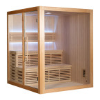 MO-A1816H Dry sauna with HARVIA 6kW heater | Thermo Wood | Panoramic Glass