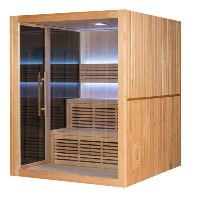 MO-A1816H Dry sauna with HARVIA 6kW heater | Thermo Wood | Panoramic Glass