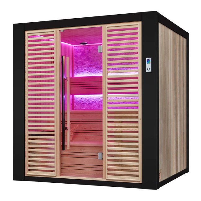 MUE-1402 Dry sauna with HARVIA 6kW heater | Panoramic Glass | Luxury Relaxation