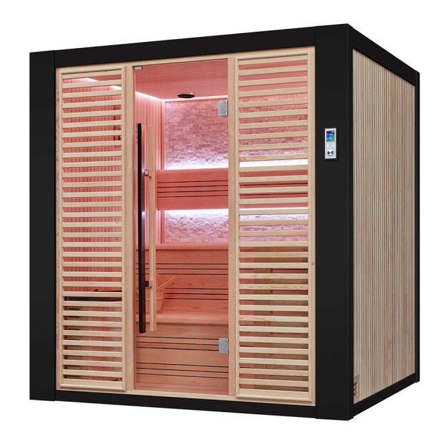 MUE-1402 Dry sauna with HARVIA 6kW heater | Panoramic Glass | Luxury Relaxation