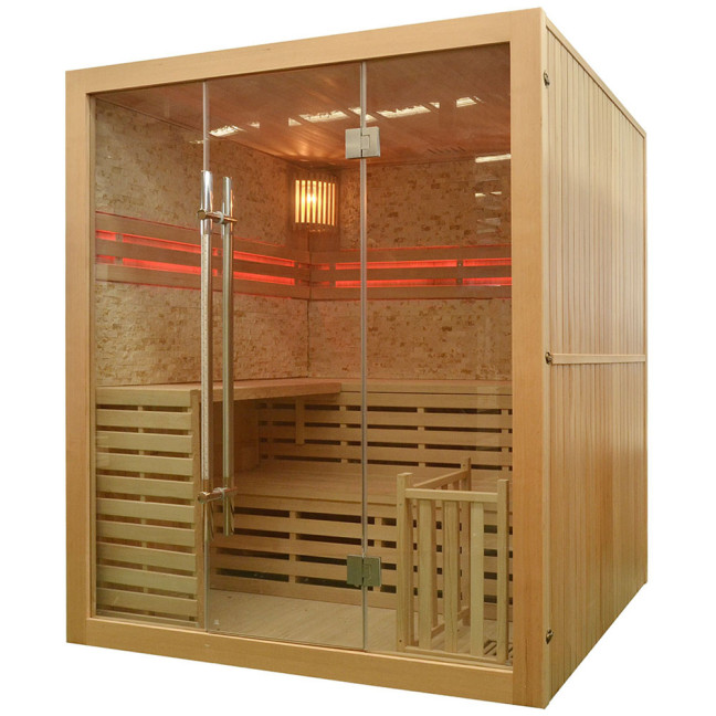 MO-EA4K Dry sauna with HARVIA 6 kW heater | Panoramic Glass | Home SPA