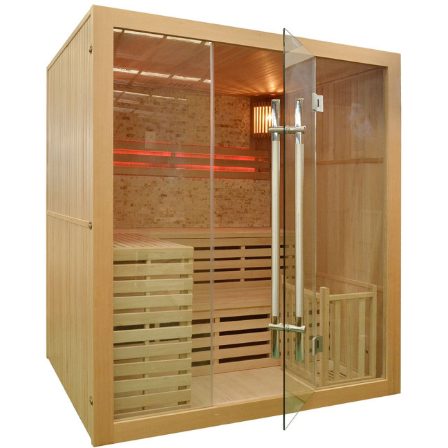 MO-EA4K Dry sauna with HARVIA 6 kW heater | Panoramic Glass | Home SPA