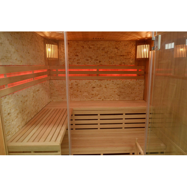 MO-EA4K Dry sauna with HARVIA 6 kW heater | Panoramic Glass | Home SPA