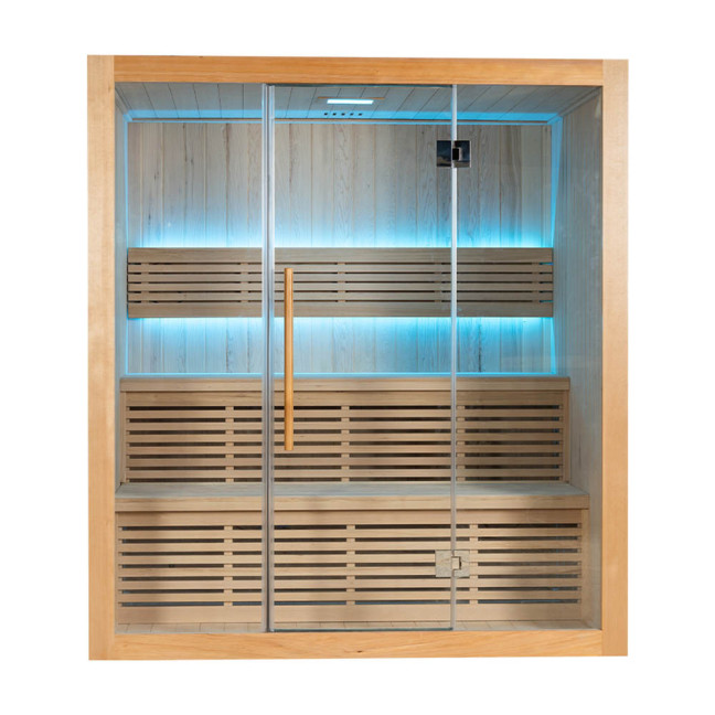 MO-SS1814H Dry sauna with HARVIA 6 kW heater | Thermo Wood | Panoramic Glass