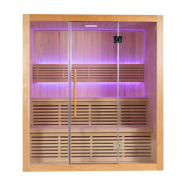 MO-SS1814H Dry sauna with HARVIA 6 kW heater | Thermo Wood | Panoramic Glass