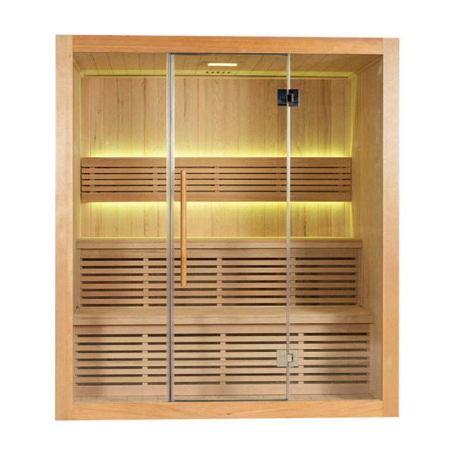 MO-SS1814H Dry sauna with HARVIA 6 kW heater | Thermo Wood | Panoramic Glass